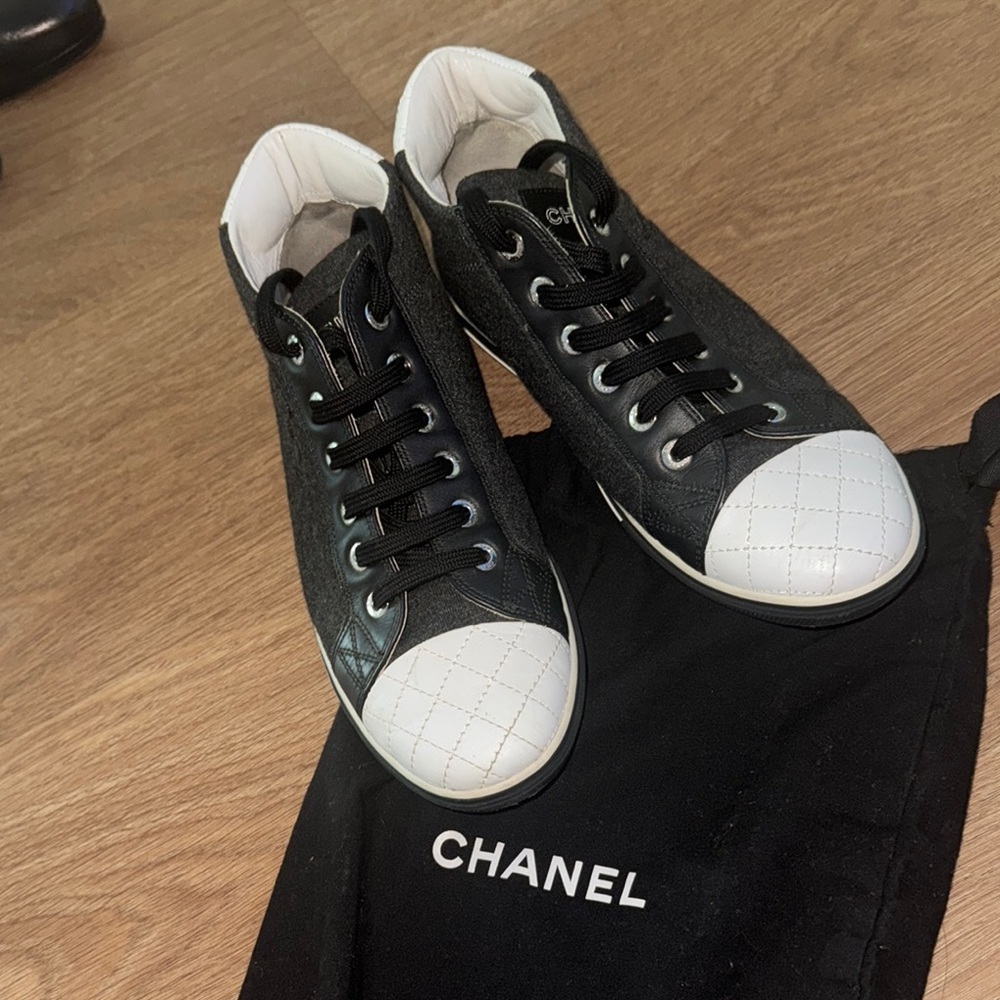 CHANEL Black and White Sneakers
